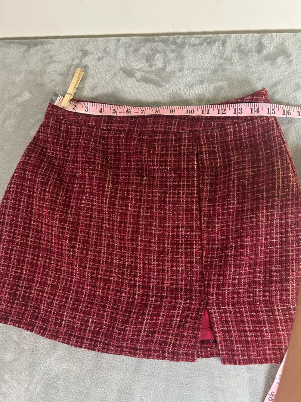 Francesca's Collections Blue Rain Burgundy Tweed Skirt - Picture 10 of 12